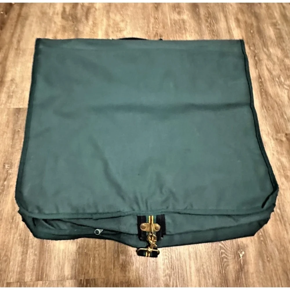 VTG Polo Ralph Lauren Green Hanging Garnet Bag Brown Stripe Logo 90s Canvas